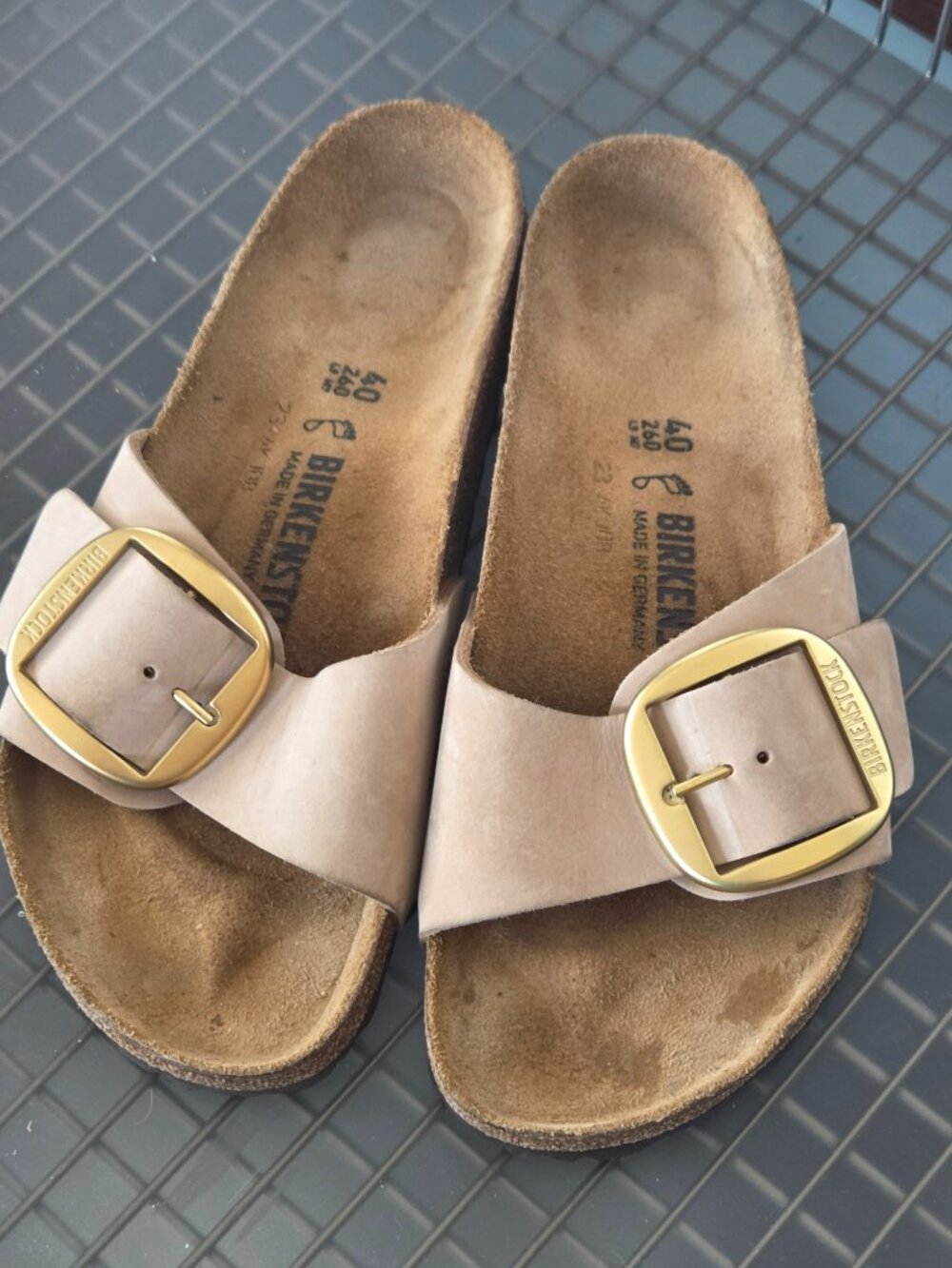 Birkenstock Madrid Gold Big Buckle leather Sandals 9 EU 40